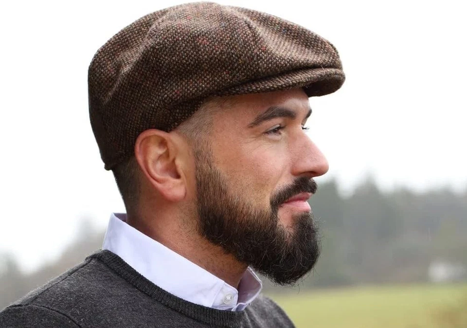 Boné tradicional irlandês de tweed oito peças. Boné Newsboy unissex. Coroa de botão e T... - Imagem 3 de 4