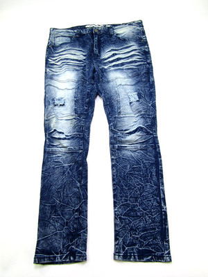 Mecca Straight Fit Denim Jeans Mens 38 Washed Out Destroyed Streetwear NWD