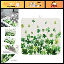 St. Patrick's Day Dish Drying Mat - 18x24 Inch Absorbent Shamrock Pad for Kitche