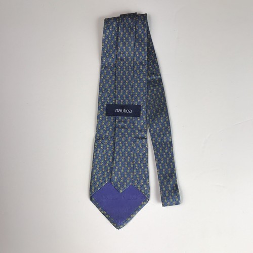 Nautica Mens Blue Green Yellow Floral 100% Silk Tie 57" - Picture 4 of 5
