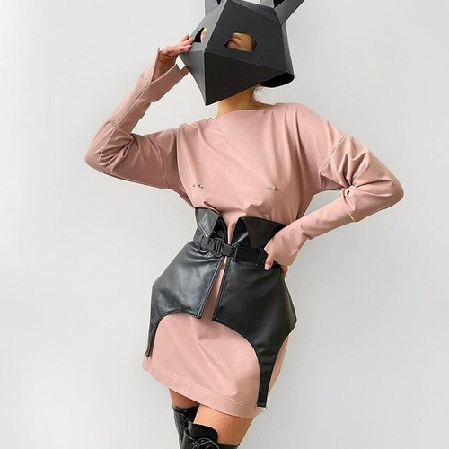 Women Mini High Waist Party Bodycon Pencil Skirt Ladies with Belt Asymmetry Sexy - Bild 8 von 12