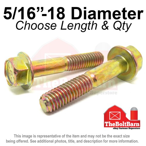 5/16"-18 Grade 8 Hex Flange Screws Frame Bolts Zinc Yellow (Pick Length & Qty) - Picture 7 of 11