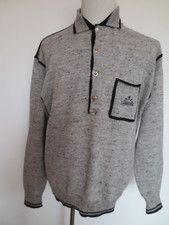 MASELLI PHILIPP MÄSER Polo Button Pullover XL 54/56 grau schwarz Wolle Alpaka/Mu