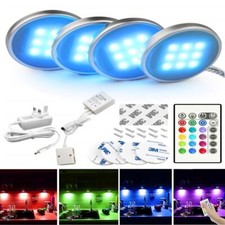 4X RGB LED Under Cabinet Lights Kitchen Cupboard Unit Light Wardrobe Remote Lamp
