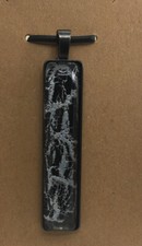 Handmade Antique Dark Metal Hand Painted Glass Pendant 2  Rectangle Bar New 2232