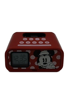 Disney iHome Minnie Mouse Dual Alarm Clock Speaker System DM-H22 Tested W/ Cord