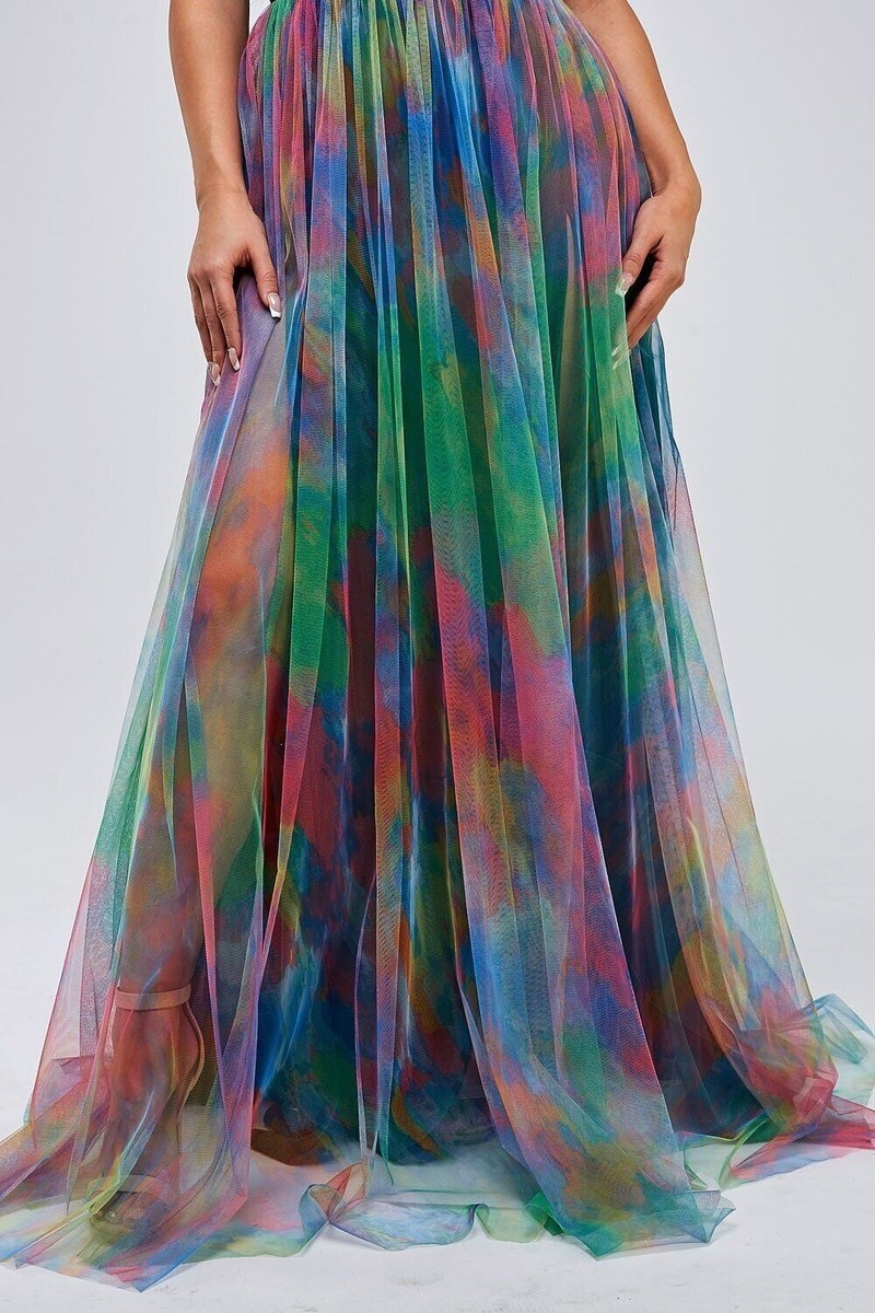 open lace back dress Bohemian Tie dye Maxi Dress | Summer Maxi Dress main image 1