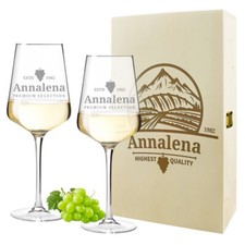 3-tlg Wein-Set Bicchieri da Vino 560 ML & Cassa per Legna - Regalo il Compleanno