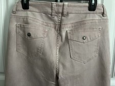 Chico's Size 1 Small Jeans S Platinum Denim Pink Rose Zip Front Pants FREE SHIP