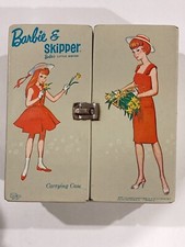 Vintage 1964 Barbie Doll and Skipper Gray Carrying Case Complete Good Condition