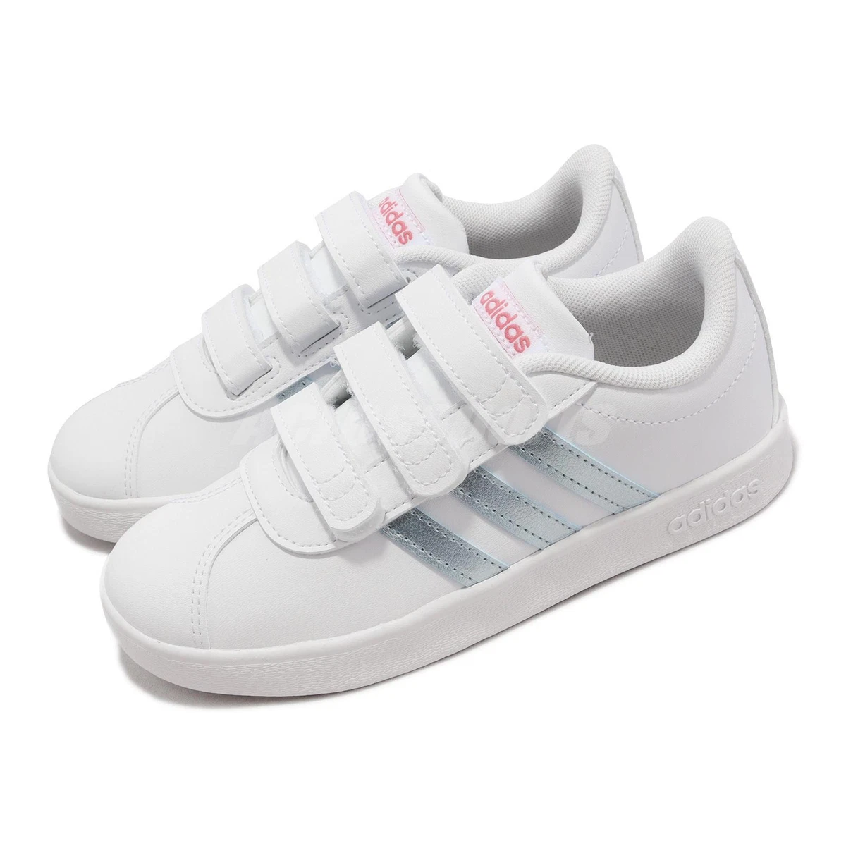 adidas VL Court 2.0 CMF C White Silver Strap Kids Preschool Casual Shoes GW2341 eBay