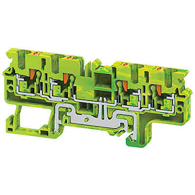 1pc ALTECH CORP CPG4/4 DIN Terminal Block, Push-In, Ground, 4 Conn, 600V, 24-10