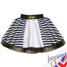 GIRLS Beetlejuice fancy dress COSTUME Black and White Stripe Skirt Halloween