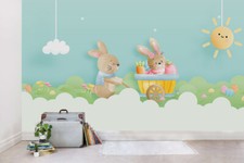3D Rabbit Floral Wallpaper Wall Mural Removable Self-adhesive 199