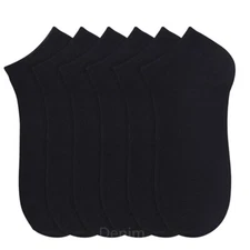 12 Pair Men Boy Ankle Black Athletic Socks Women Low Cut Casual School 10-13