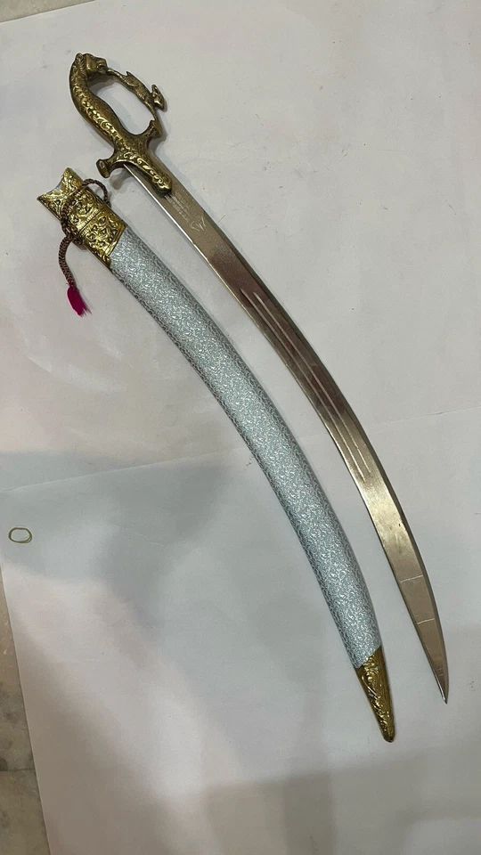 Церемониальный меч индийский свадебный меч 34 дюйма индийский настоящий боевой готовый предмет - Изображение 2 из 4