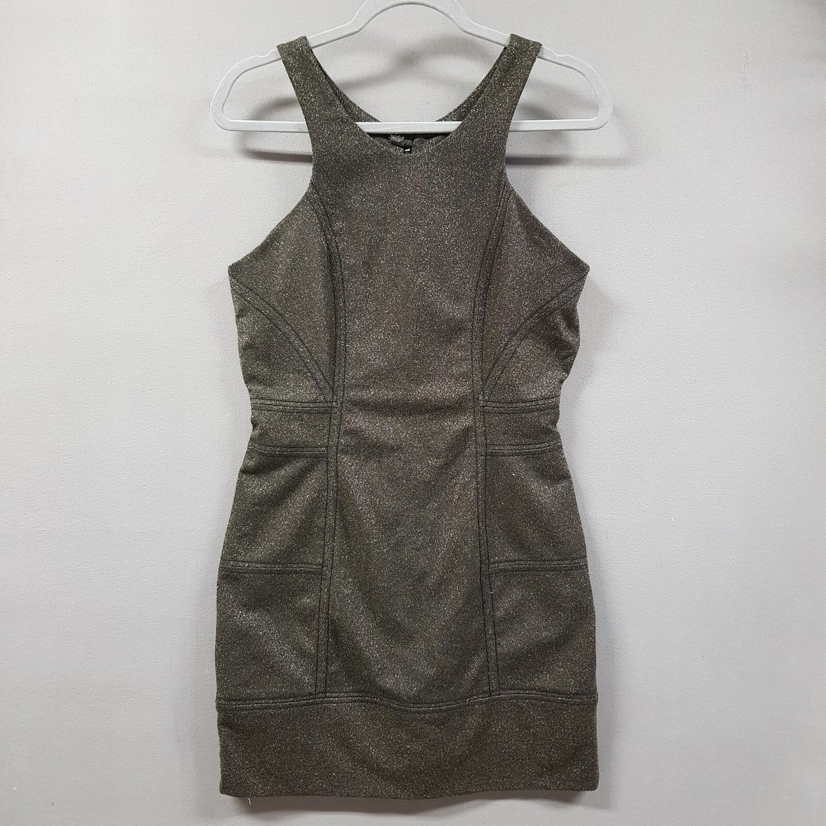 bcbgeneration black and gold dress BCBG Generation Medium Metallic Glittered Sleeveless Textured Ruffled dress Select Size:44 Low Inventory Apt. 9 Sleeveless V This luxury couture dress