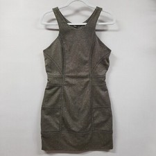BCBG Generation Dress Medium Gold Black Metallic Glittered Sleeveless Textured