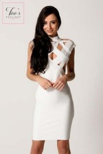 House of CB style 'Aubrey' White Cut Out Detail Bandage Dress