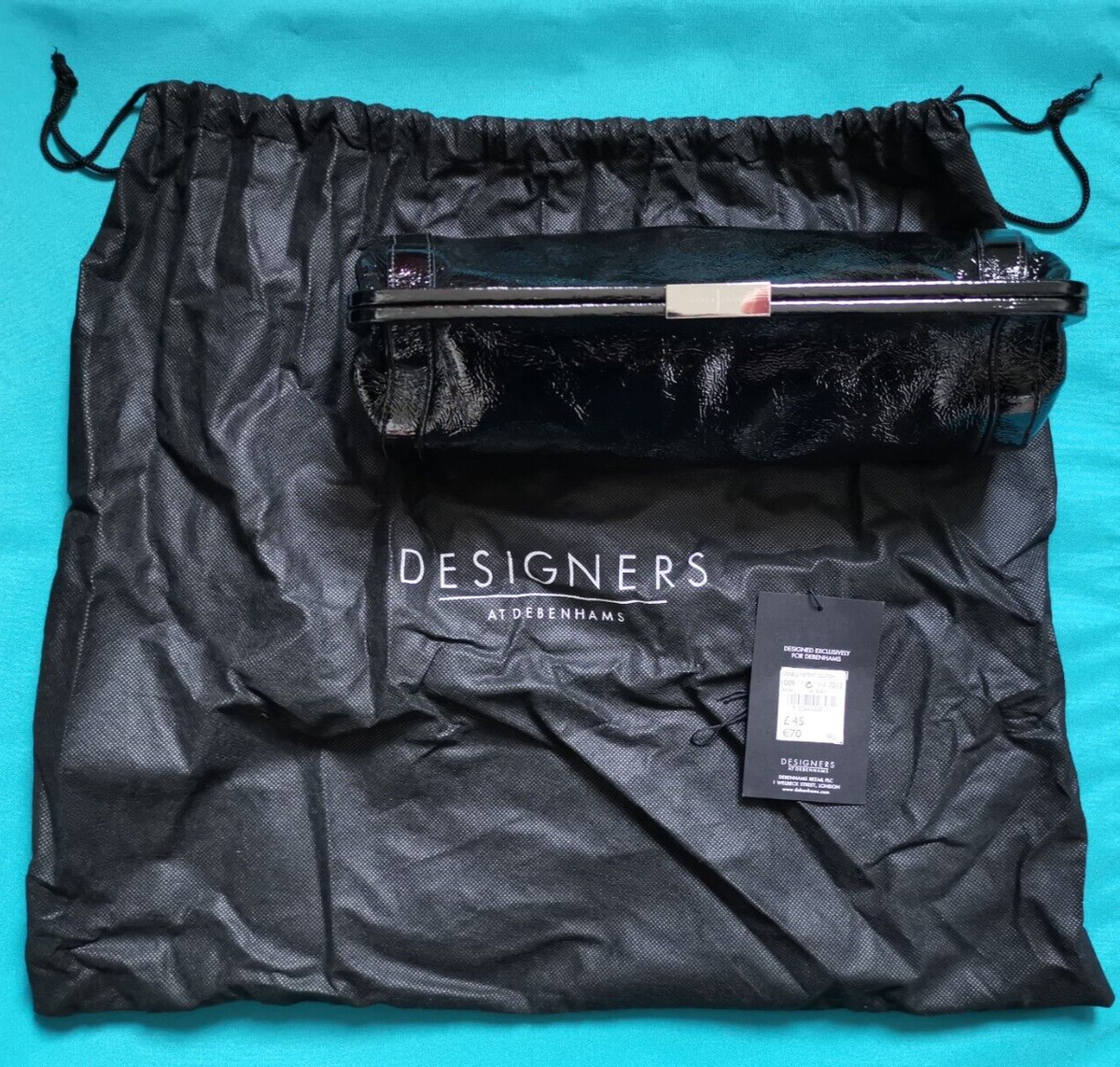 JASPER CONRAN BLACK LEATHER STYLE CLUTCH BAG DESIGNERS