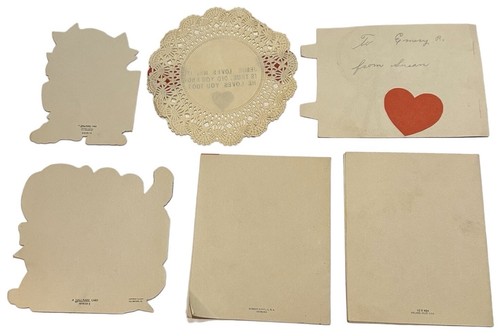 Vtg 1940’s Lot Of 6 VALENTINE'S DAY Greeting Cards Diecut Puppy Kitty Flocked - Picture 8 of 11