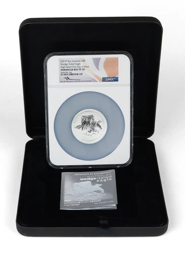 2021-P Australia $8 Silver HR Wedge Tailed Eagle 5 oz NGC PF-70 FDOI Mercanti