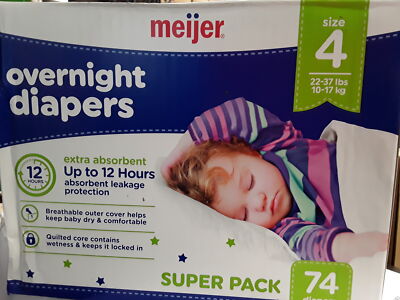 Meijer Baby Overnight Diapers-74 diapers-4 Size