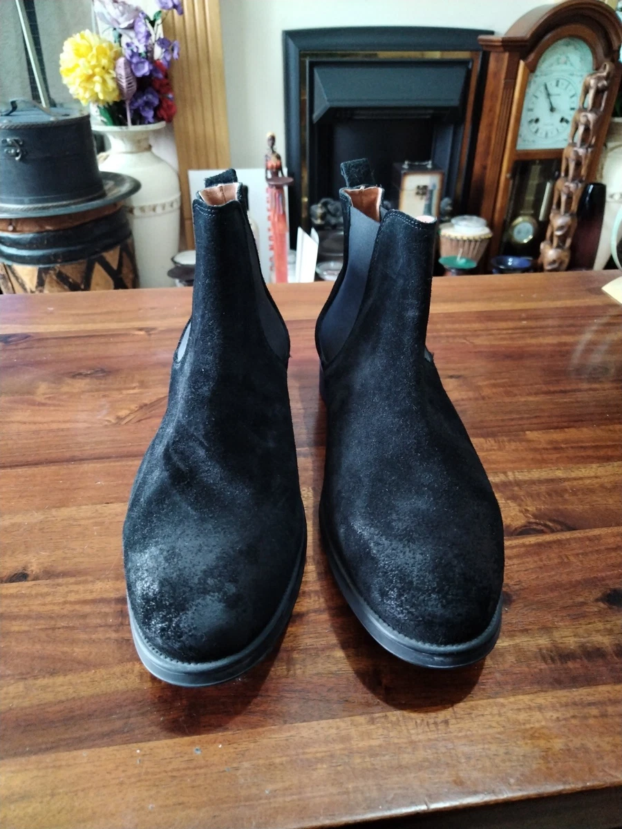 selected homme Black Suede Leather Ankle Gents Boots Shoes Size 11