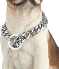 11/15/19MM Stainless Steel Curb Cuban link Chain Dog Collar Pet Collar 12-26in