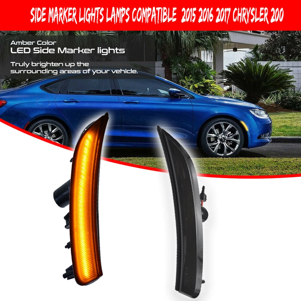 Para Chrysler 200 2015-2017 Lente ahumada ESTILO ÓPTICO ÁMBAR LED LUCES MARCADORAS LATERALES Foto 2 de 4