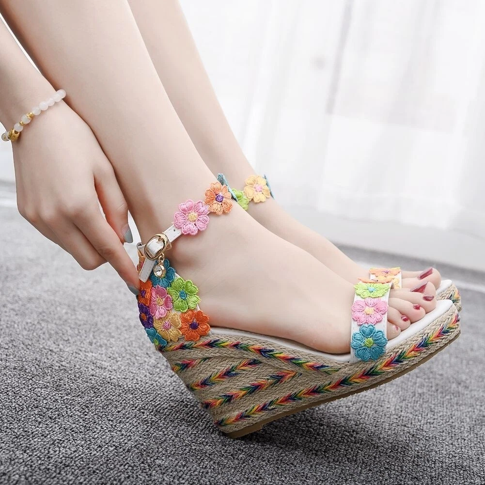 Flower wedge heels sale