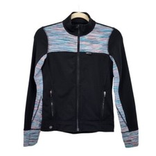 Athleta Girl Black Multicolor Zipper Activewear Track Jacket Girls Medium 8-10