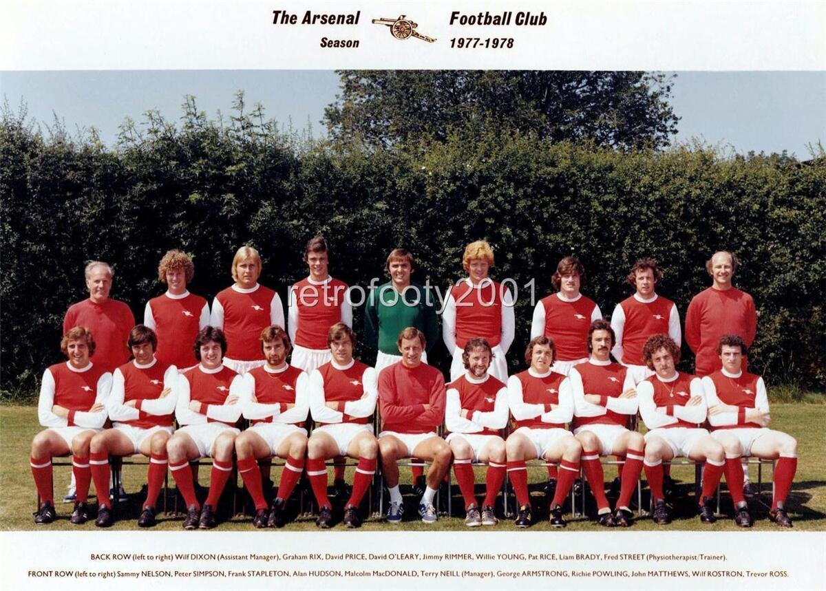 Arsenal FC 1977-78 squad inc George Armstrong Liam Brady Sammy Nelson A4 print Arsenal FC 1977-78 squad inc George Armstrong Liam Brady Sammy Nelson A4 print