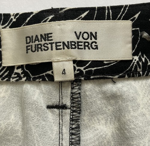 Diane Von Furstenberg Tattoo Luca Pants Black White Women’s Size 4 - Picture 12 of 18