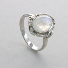 Oval Rainbow MOONSTONE Ring - Multiple Sizes - 925 STERLING SILVER 125e