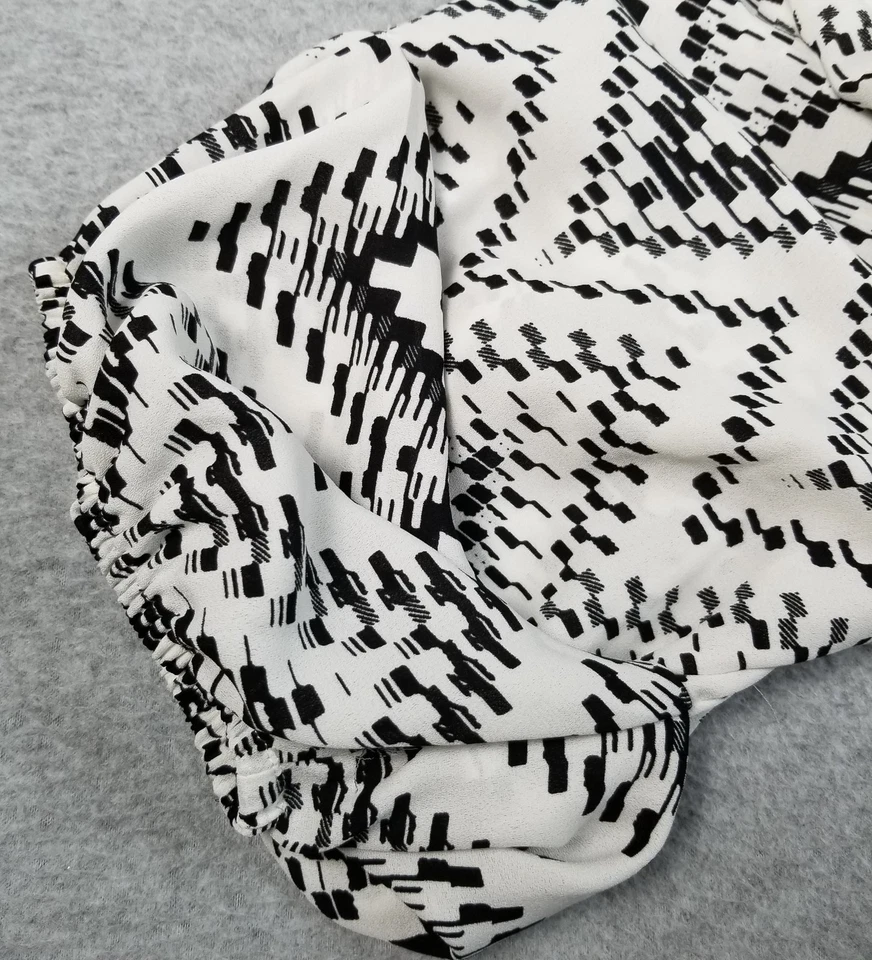 COLLECTIVE CONCEPT Top Mujer’s Grande L Negro Blanco Geométrico Abstracto Poliéster Foto 4 de 4