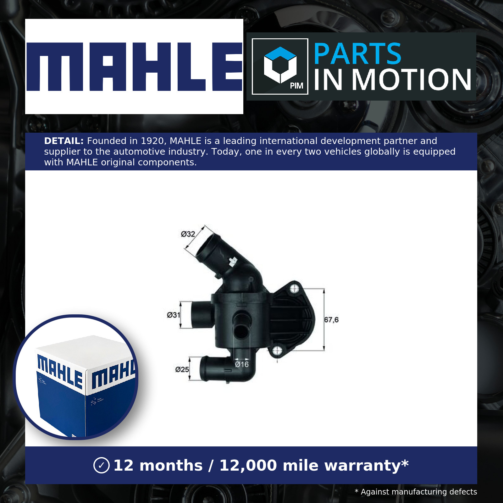 Coolant Thermostat fits VW JETTA Mk4 2.0D 2010 on Mahle 03L121111AE 03L121111AL