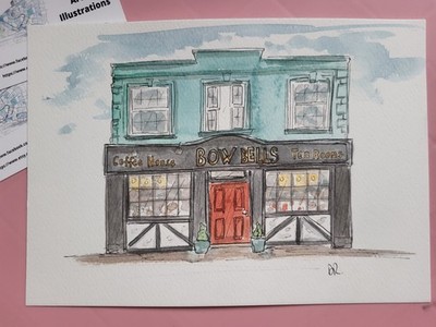 Bogenglocken Donaghadee Stift und Aquarellmalerei. Original signiert. A5 Gr. 