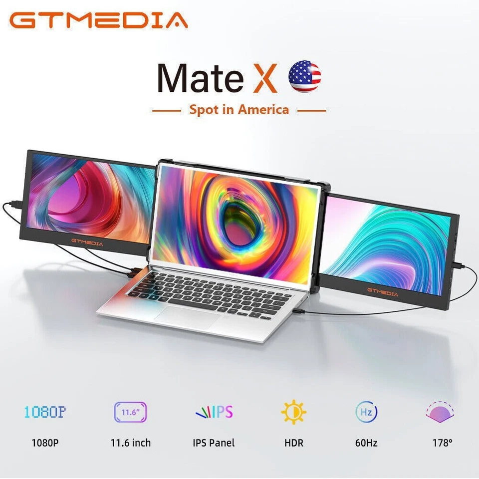 Portable Dual Monitor IPS FHD Triple Screen Extender Display for 13-17.3” Laptop - Image 3 of 4