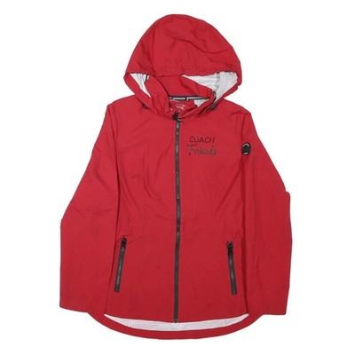 NAUTICA Damen Jacke rot Nylon Kapuze M uni Reißverschluss Sandpoint Sand Print