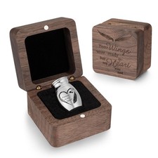 Dletay Angel Wing Small Urns for Human Ashes Square Wooden Keepsake Silver