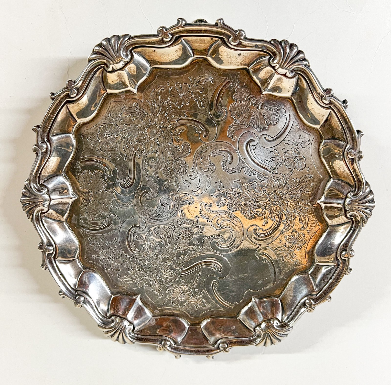 George II Sterling Silver footed Salver William Justis 1750