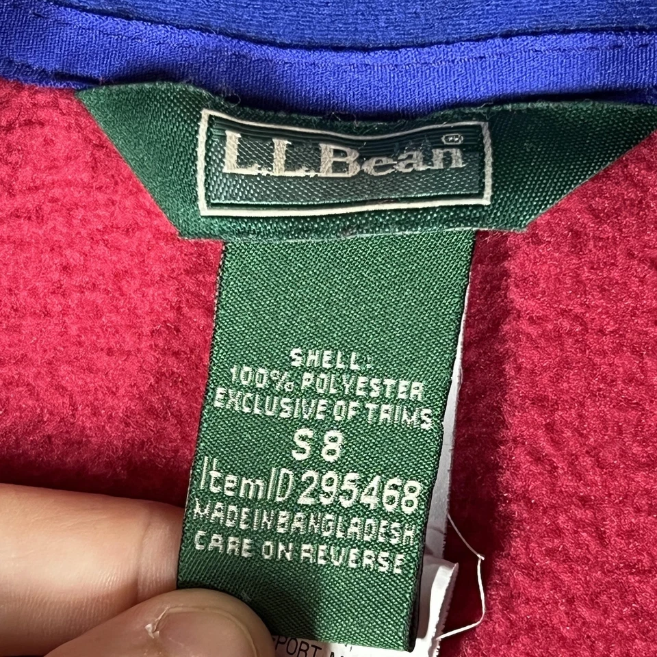 LL Bean Fleece Vest Girls Small Pink Purple Full Zip Sleeveless Outdoor Hiking - Image 3 of 4