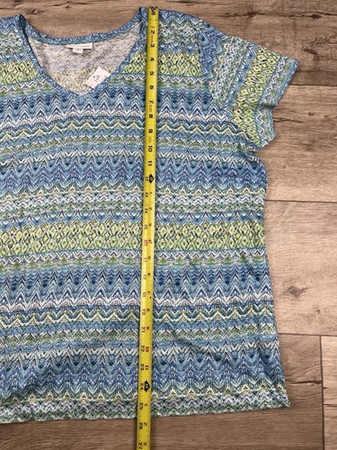 NEW J Jill Love Linen Top Women’s Size XL Blue Geometric Short Sleeve Tee NWT - Picture 6 of 12