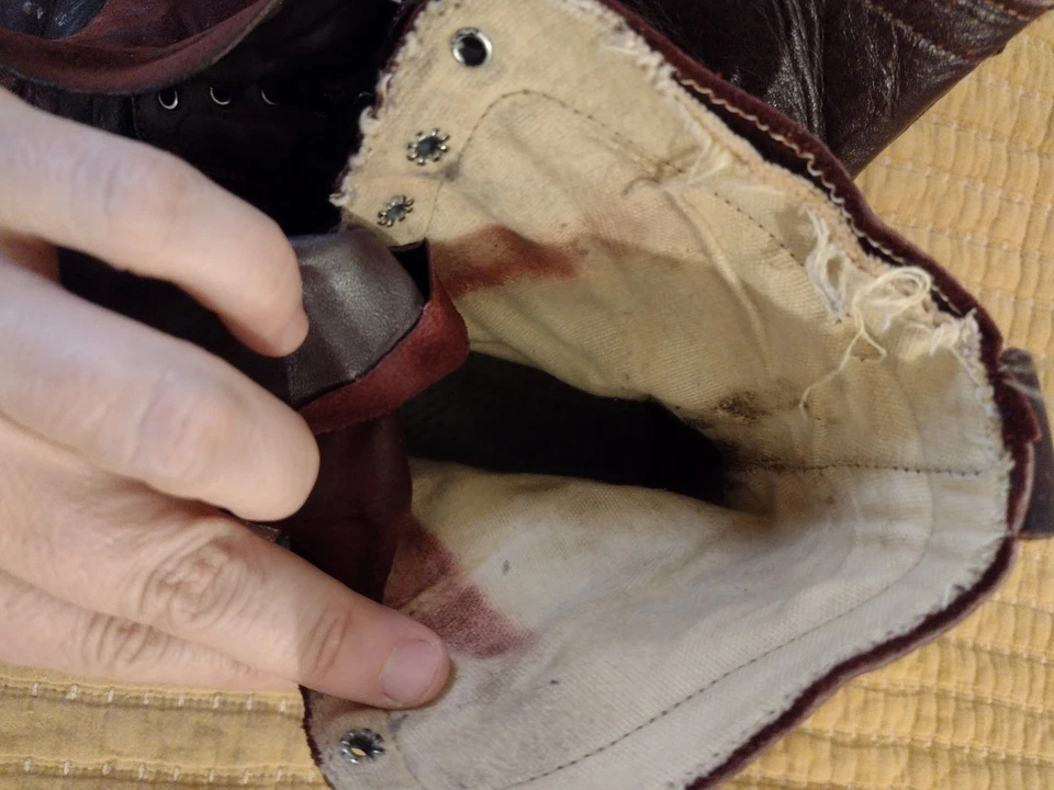 Old Vintage Leather Post World War II Heritage Boots Burgundy 11.5 - Image 3 of 4