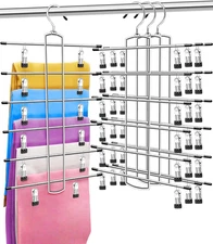 3 Pack Closet Organizers and Storage,6 Tiers Skirt Pants Hangers with Clips Spac