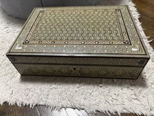 12x8x4 Hand Made Vintage Box With Pearl Inlay For Miscellaneous Storage Box