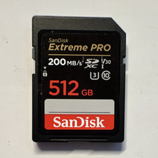 SanDisk Extreme PRO 512GB SDXC UHS-I U3 V30 Class 10 Memory Card