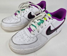 Nike Air Force 1 LV8 GS Just Do It White Purple Kids 7Y (Womens 8.5)