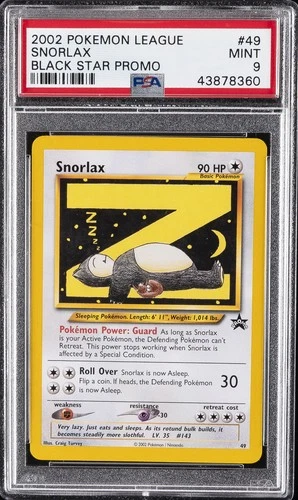 2002 POKEMON LEAGUE PROMO BLACK STAR #49 SNORLAX PSA 9